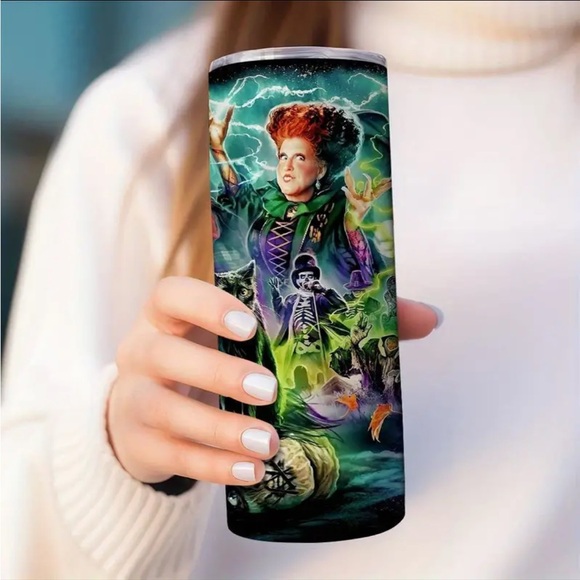 Hocus Pocus 20 ounce Stainless Steel Tumbler With Straw, NWT - Picture 2 of 6